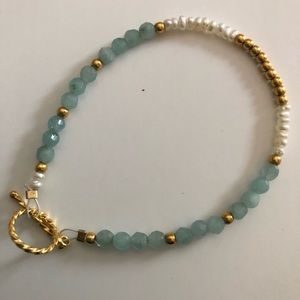 Delicate Seed pearl, gold and Amazonite bracelet